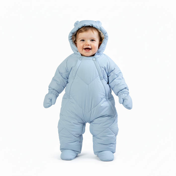 Combinaison de neige matelassée Minoti avec oreilles d'ourson, moufles et chaussons – (0–9 mois)