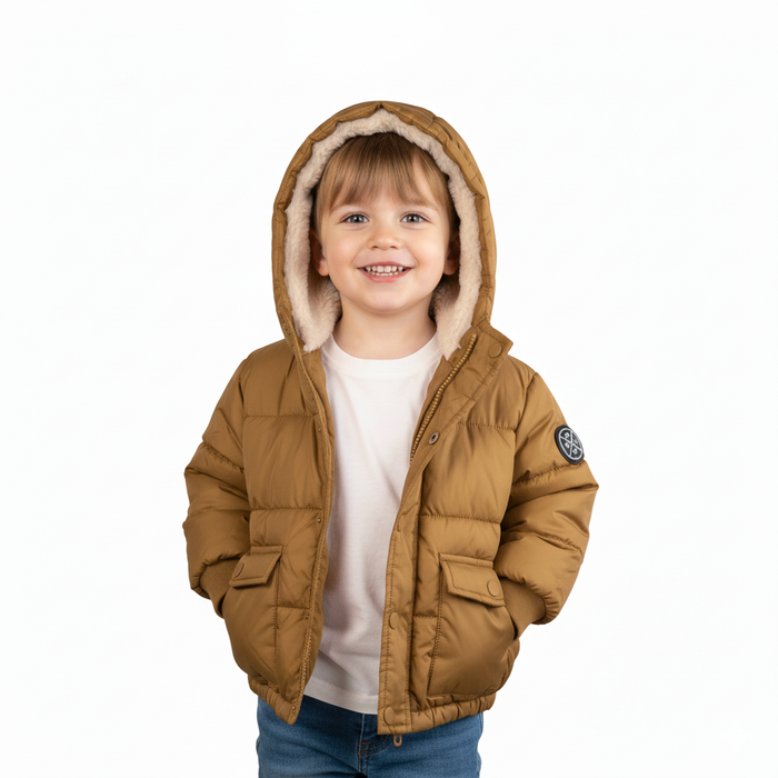 Manteau puffer pour bébé doublé en sherpa de Minoti - Tailles 9 à 24m