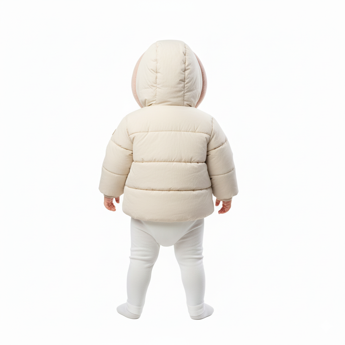 Manteau matelassé ivoire pour bébé avec doublure en peluche – Tailles 9 à 24m