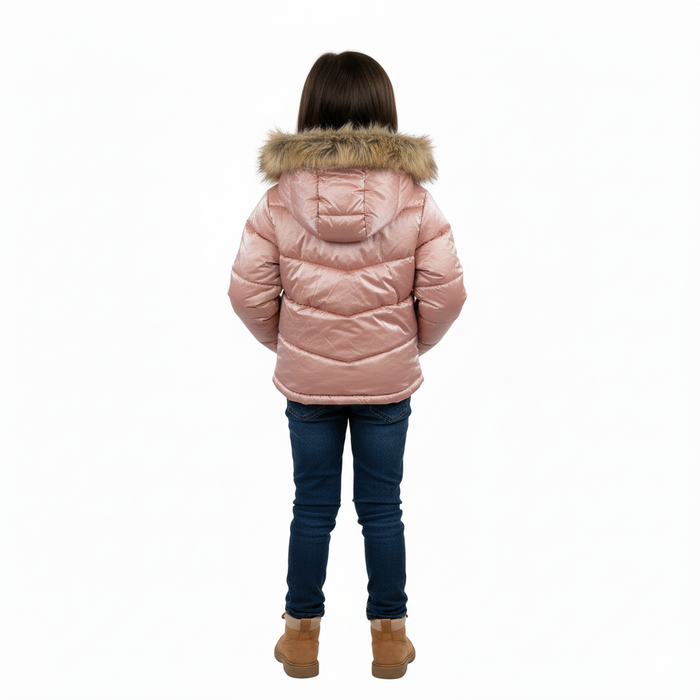 Manteau matelassé pour filles de Minoti – Rose métalique – Tailles 2 à 14 ans