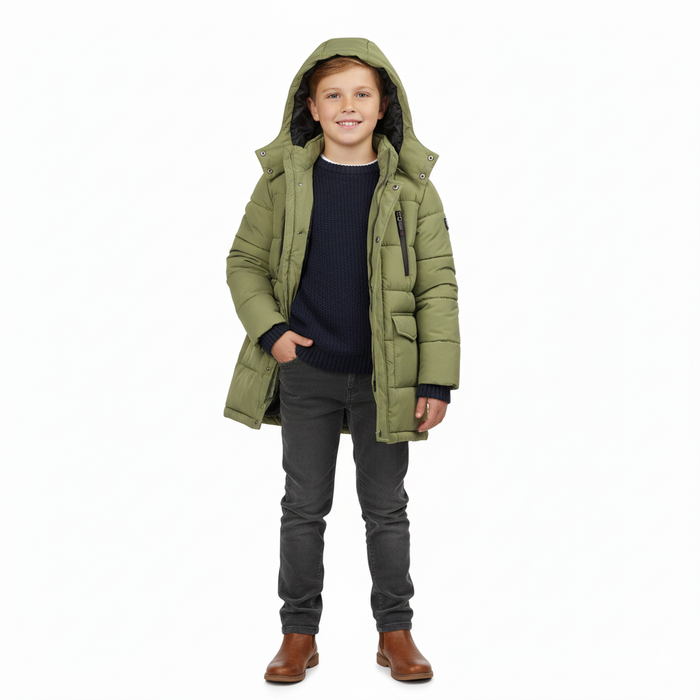 Minoti Children Olive Green Winter Parka – Sizes 2 to 14 Years
