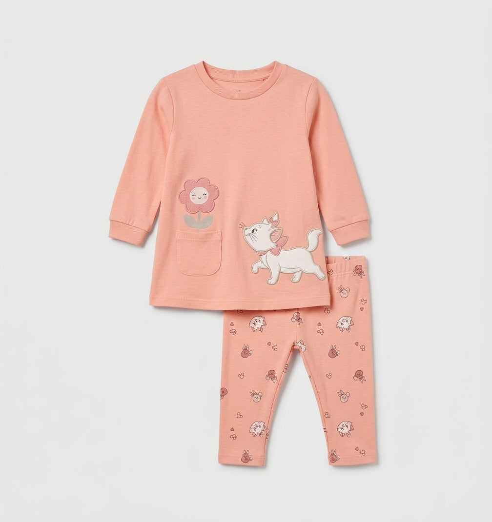 Disney Aristocats Marie coral tunic and legging set