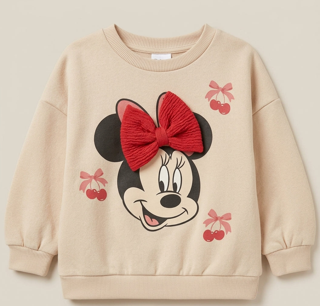 Disney Minnie Mouse beige toddler top with 3D red bow