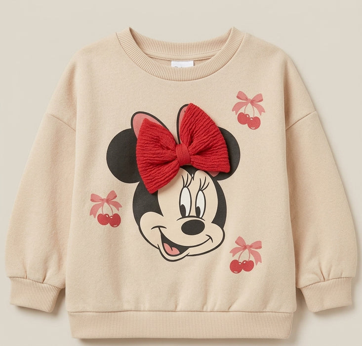 Disney Minnie Mouse beige toddler top with 3D red bow