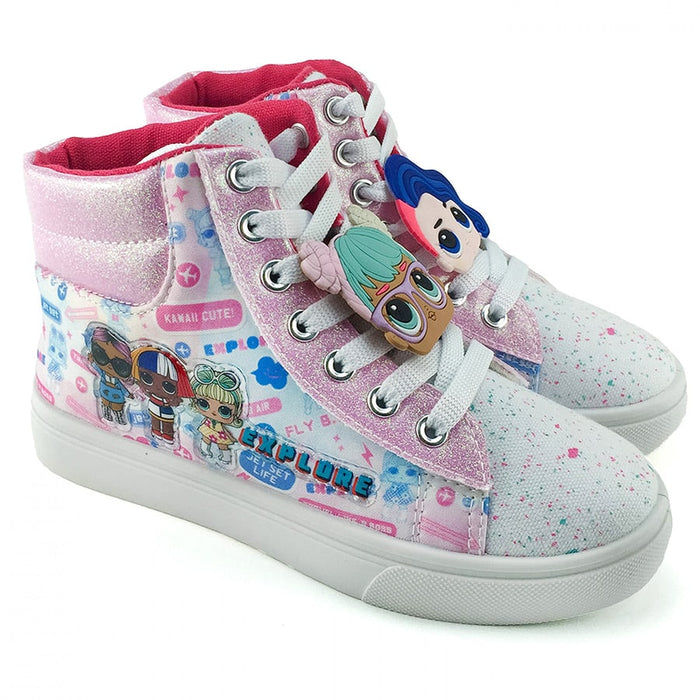 Ground Up LOL Suprise Dolls High Top Canvas Toddler & Youth Girls Lace-up Shoes