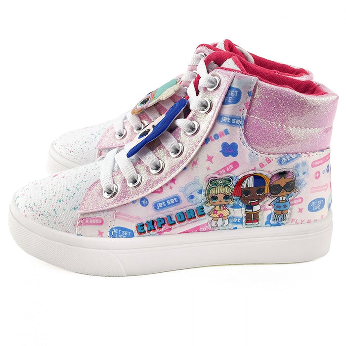 Ground Up LOL Suprise Dolls High Top Canvas Toddler & Youth Girls Lace-up Shoes