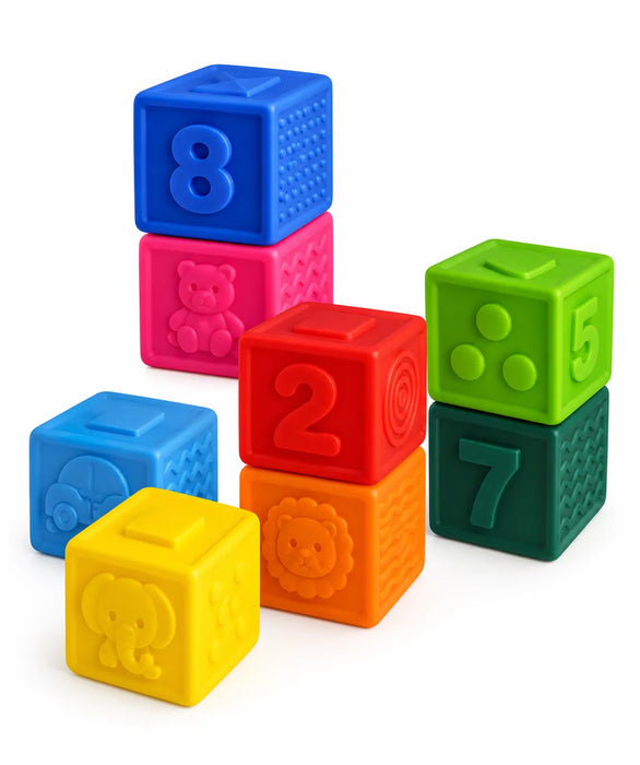 Early Steps® – Ensemble de 8 blocs de construction souples sensoriels pour bébé (6M+)