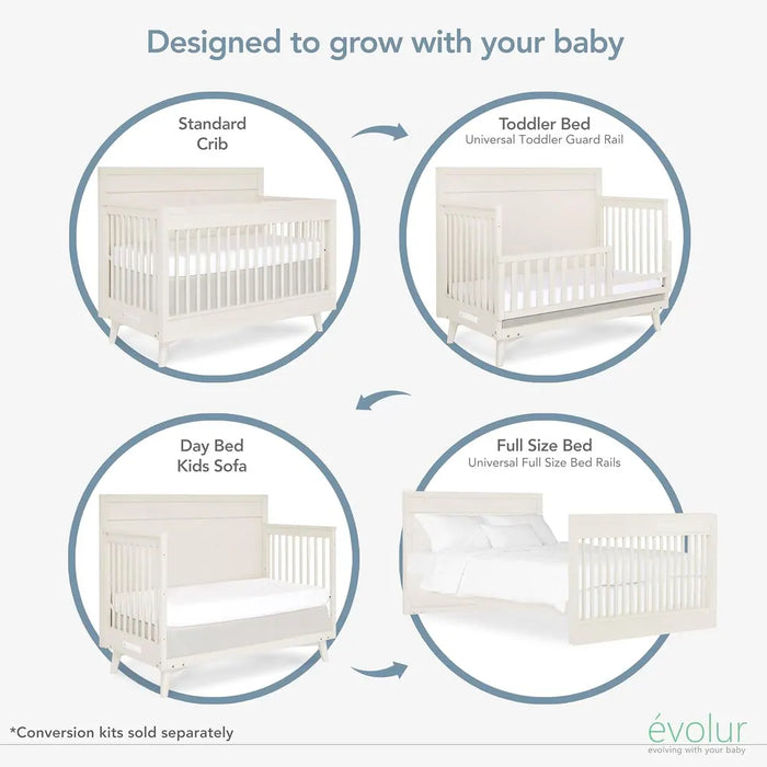 Evolur Antilia Mid Century 4-in-1 Convertible Crib