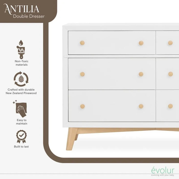 Evolur Antilia Mid Century - Double Dresser