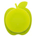 Bright green silicone baby bowl with apple-shaped base and leaf design, top view