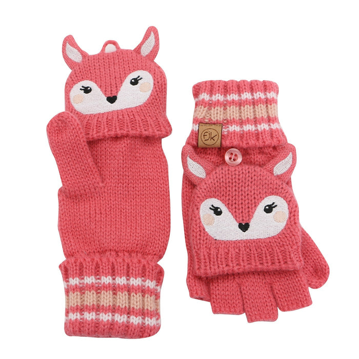 FlapJack Kids Knitted Fingerless Gloves w/Flap - Deer
