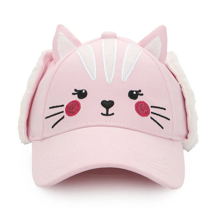 Flapjack Kids 3D Caps with Earflaps - Kitty Cat