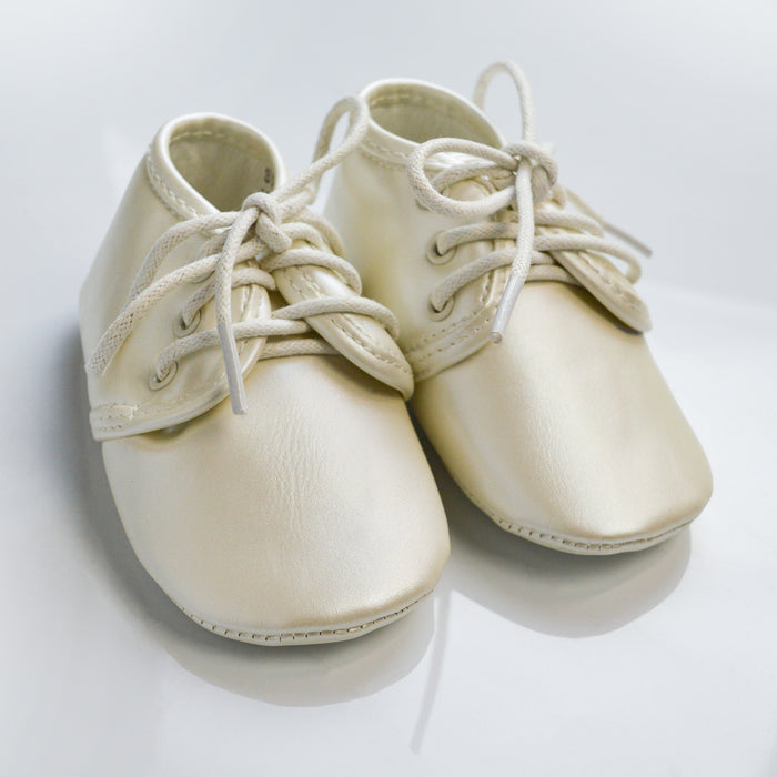 Baby Boys Baptism Shoes - Classic Lace-Up Design in Ivory or White - (Baby Sizes 0 to 8)