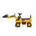 CAT ride-on toy excavator for kids shown on a white background, side view.