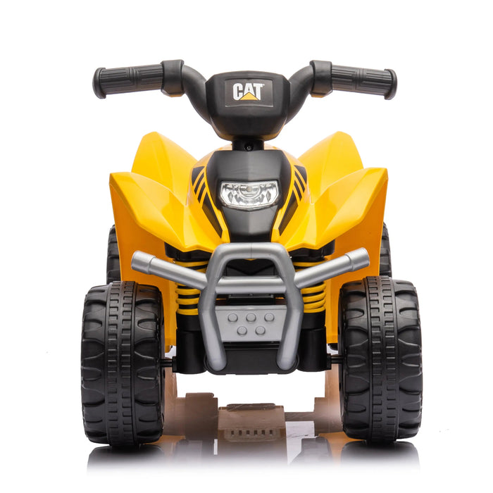 CAT kids yellow ride-on toy ATV shown from the front on a white background.