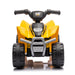 CAT kids yellow ride-on toy ATV shown from the front on a white background.