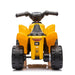 CAT yellow kids ride-on electric quad toy shown from the front on a white background.