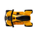 Kids yellow ride-on toy ATV shown from above on a white background.
