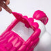 Unicorn ride-on toy showing open battery compartment and bright pink detailing on white body.