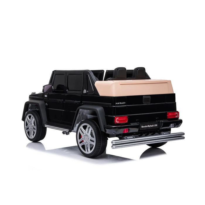 Mercedes-Maybach G650 kids ride-on toy car in black shown from a rear angle on a white background.