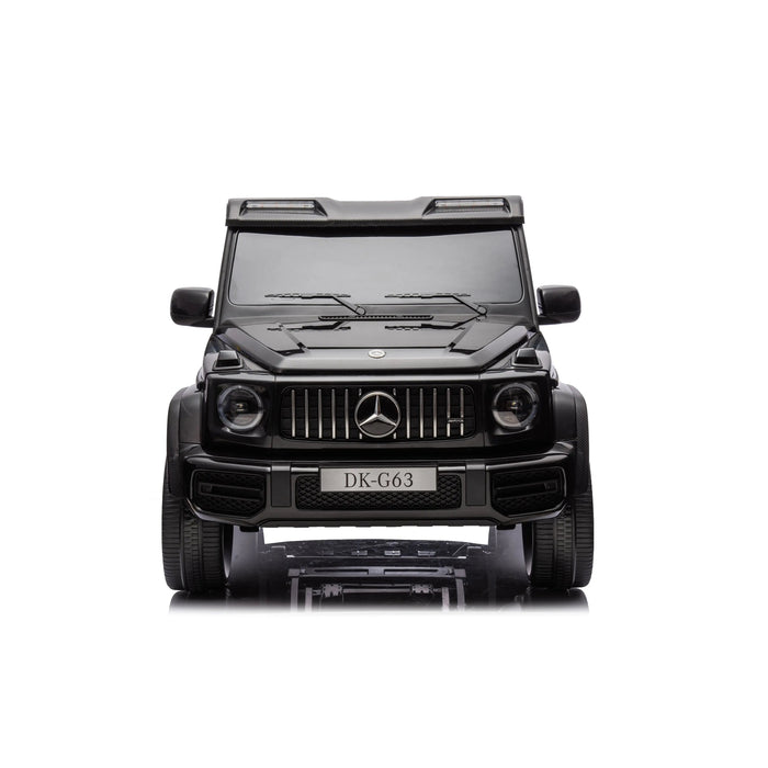 DK-G63 black ride-on toy car for kids shown from the front on a white background.