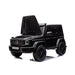Kids black Mercedes-Benz ride-on toy car with open hood on a white background.
