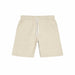 Factory Fleece kids cotton sweat shorts in beige shown flat on a white background.