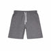 Factory Fleece kids' cotton sweat shorts in grey with white drawstring, shown flat against white background.