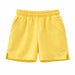 Little girls' cotton fleece shorts in bright yellow, displayed flat on a white background.