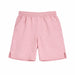 Factory fleece little girls' cotton sweat shorts in light pink shown flat on a white background.