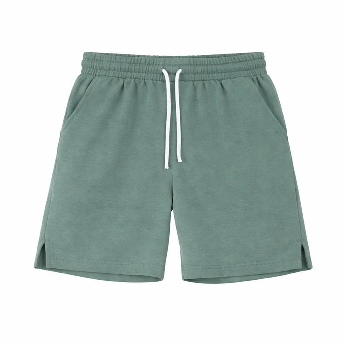 Factory Fleece little girls' cotton sweat shorts shown flat with drawstring and side pockets
