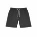 Fleece Factory youth boys' sweat shorts in dark grey with white drawstring, shown flat on white background.