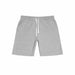 Fleece Factory youth boys' sweat shorts in light grey with drawstring waistband, laid flat on a white background.
