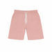 Fleece Factory youth boys' sweat shorts in light pink with white drawstring, displayed flat.
