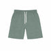 Boys youth fleece sweat shorts in green with white drawstring, displayed flat on a white background.