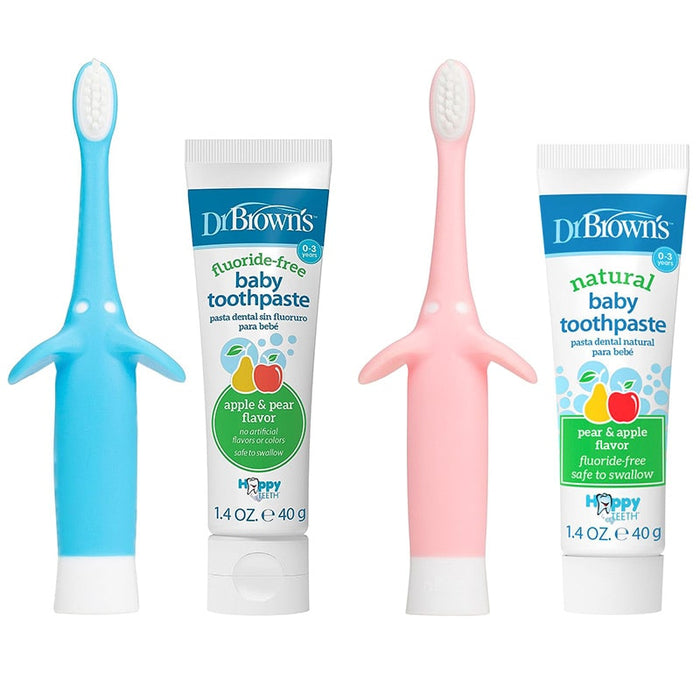 Dr. Brown's Infant-to-Toddler Elephant Toothbrush & Natural Toothpaste Set