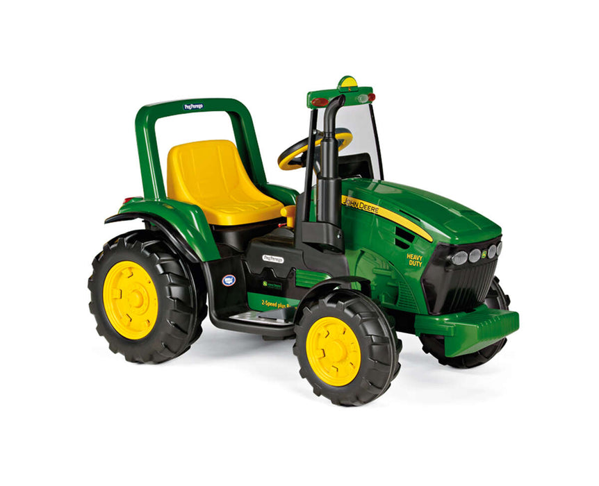 Peg Perego J.D. Tracteur Heavy Duty robuste avec remorque pour enfants - Haute performance 12 volts - Vert