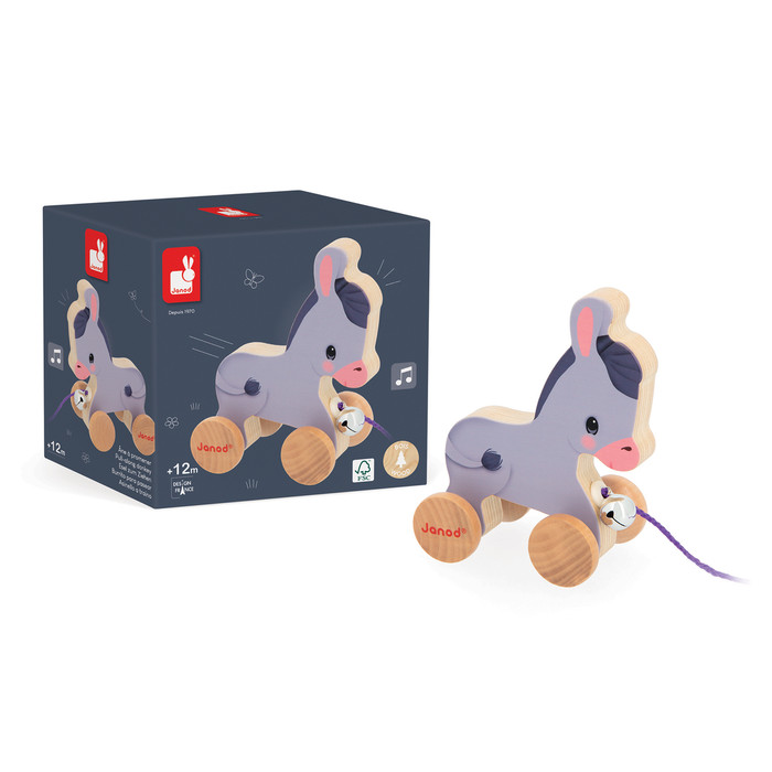 Janod Children Wooden Pull Along Farm Animal Toy