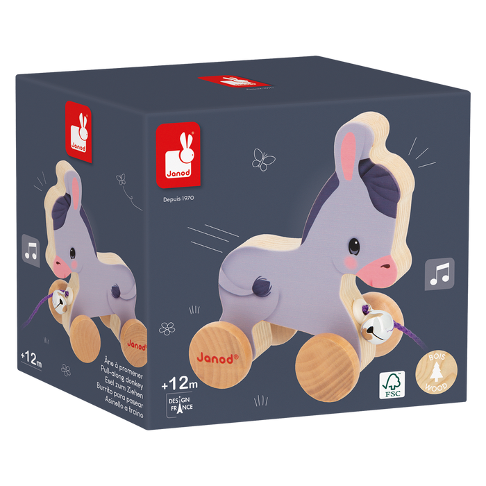 Janod Children Wooden Pull Along Farm Animal Toy