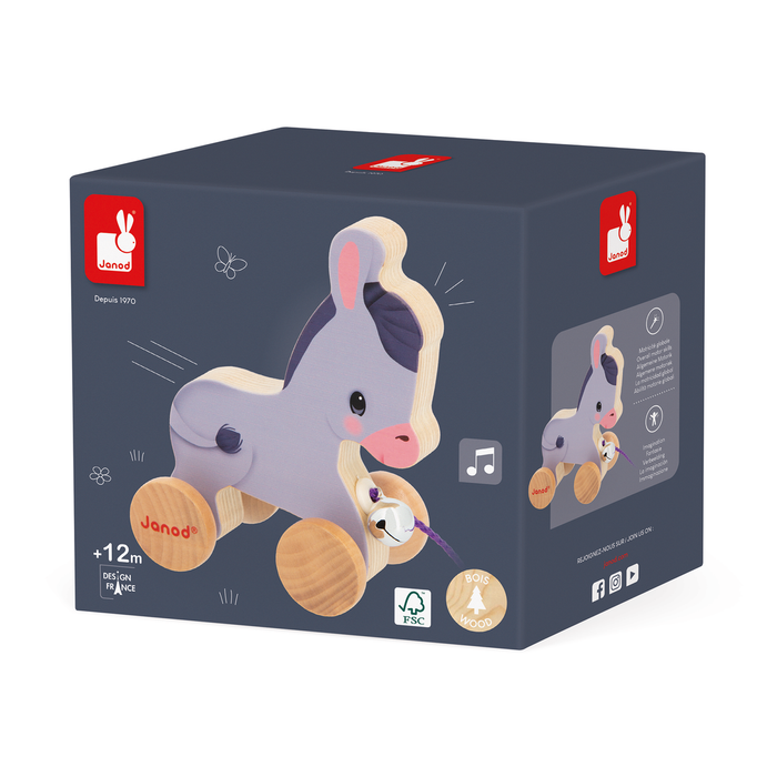 Janod Children Wooden Pull Along Farm Animal Toy