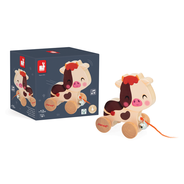 Janod Children Wooden Pull Along Farm Animal Toy