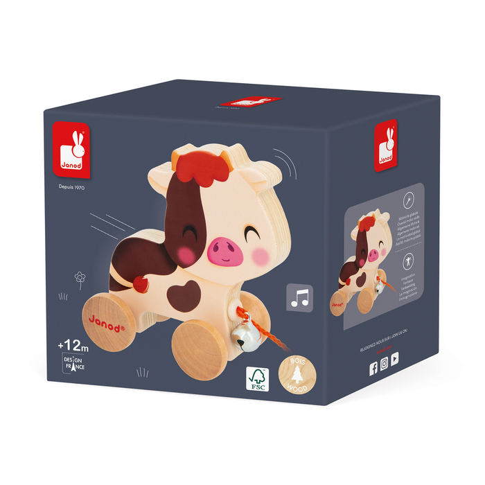 Janod Children Wooden Pull Along Farm Animal Toy