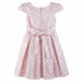 JKS81 rose gold party dress for girls with floral pattern and bow, displayed on white background.
