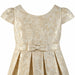 JKS81 yellow gold party dress with floral pattern and bow detail, shown on a plain background.