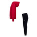 Jordan kids' red hoodie and black jogger pants set displayed on a plain white background.