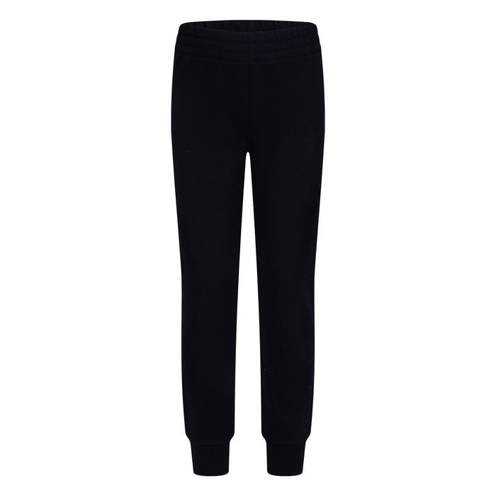 Children's black jogger pants displayed flat on a white background.