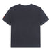 Jordan kids' black short sleeve t-shirt shown flat, featuring a small red logo on the sleeve.