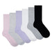 JOR-BJ0583-A9Y assorted kids crew socks in pastel and neutral colors displayed side by side on white background.