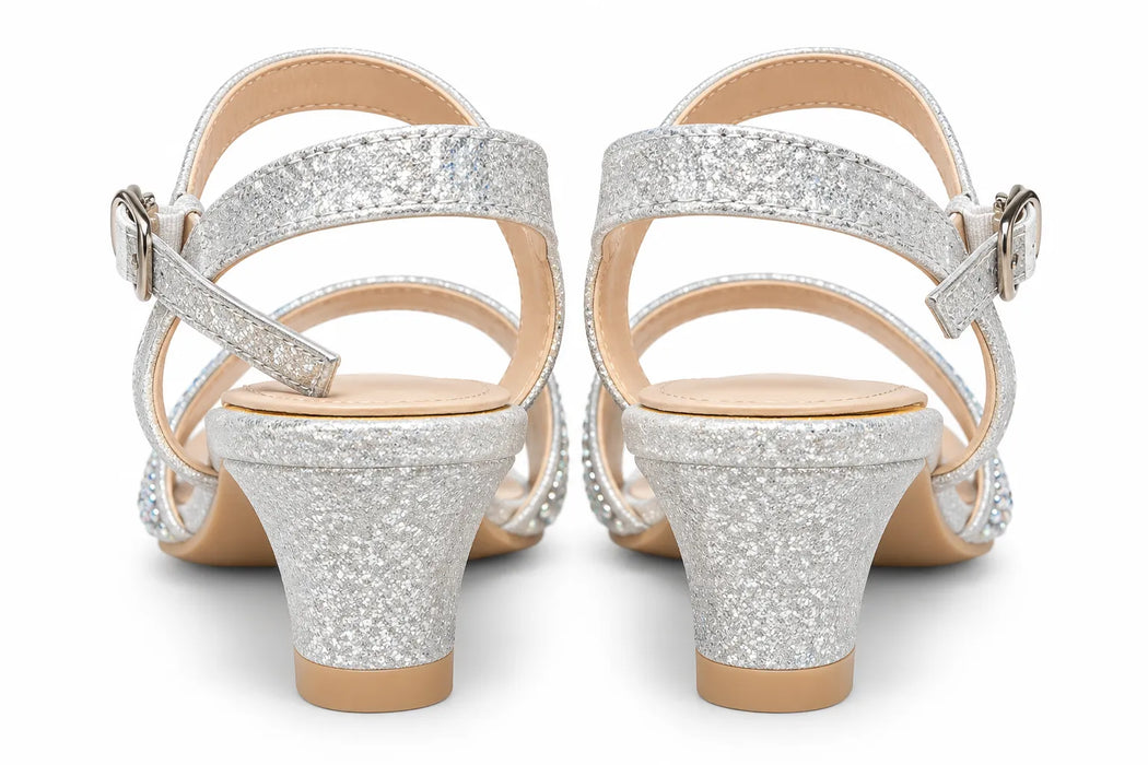 Jolene® Girls’ Rhinestone Glitter Low-Heel Dress Sandals  Style: JC9905