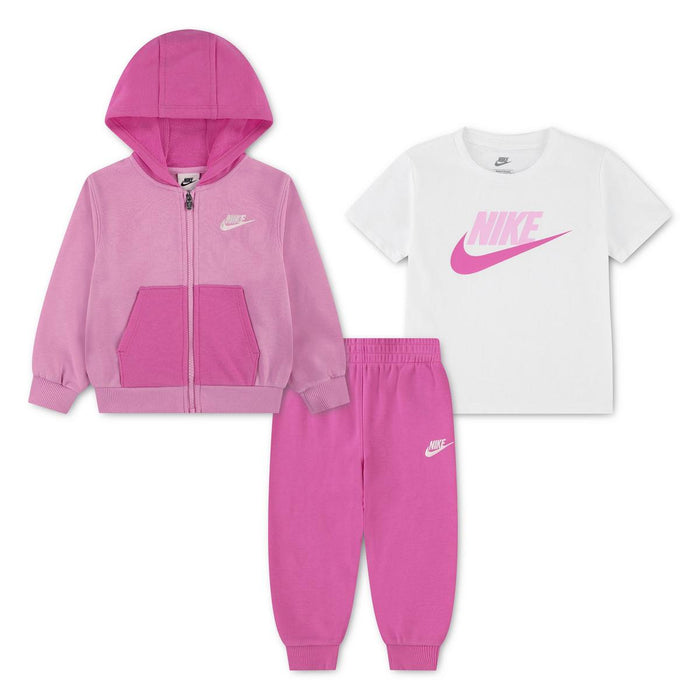 Nike Hoodie Set with Tee – Playful Pink (4 to 6X)